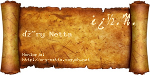 Őry Netta névjegykártya